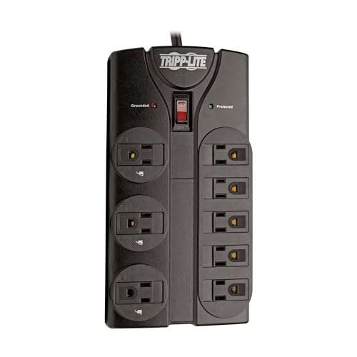 Tripp Lite TLP808B 8 Outlet Surge Protector Power Strip, 8ft Cord Right Angle Plug, Black, Lifetime Insurance 4