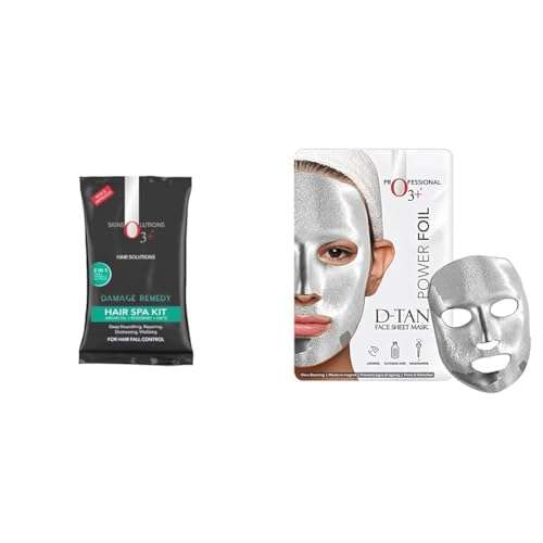 O3+ Hair Spa Kit Infused with Argan Oil & O3+ Power Foil D-Tan Face sheet mask for Skin Brightening Face Mask For Glowing Skin Combo 1