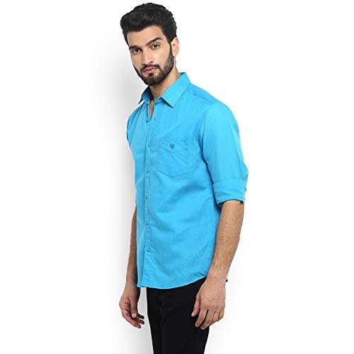 Mufti Mens Slim Collar Slub Shirt (Sunset, M) 4