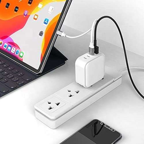 BoxWave Charger Compatible with Zebra TC58 - PD miniCube (100W), 100W 3 PD Port Wall Charger International for Zebra TC58 - Winter White 4