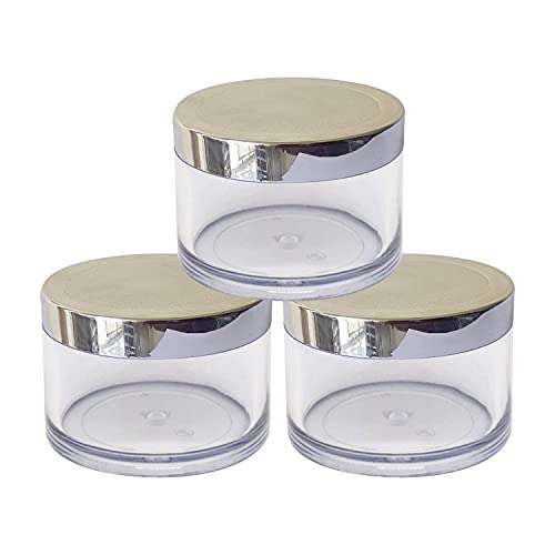 Zenvista 50gm Acrylic Shan Jars with Silver Lid for Lip Balms/DIY Skin Care/Empty Container/Easy to Carry/Travel Friendly, (Pack of 3) 1