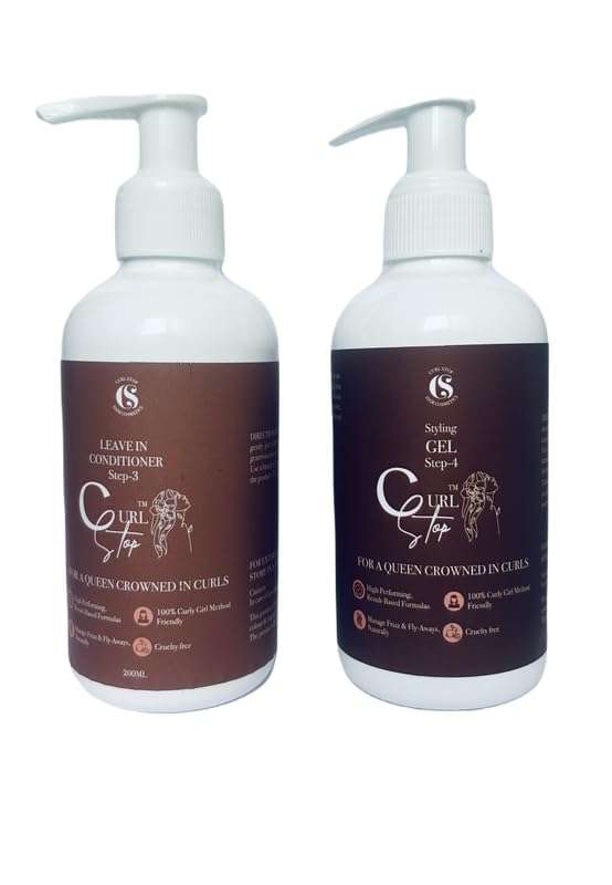 Curlstop Leave-in Conditioner & Gel for Curly & Wavy Hair | Makes Hair Smooth, Soft, Shiny (Pack of 2, 200ml Each) 1