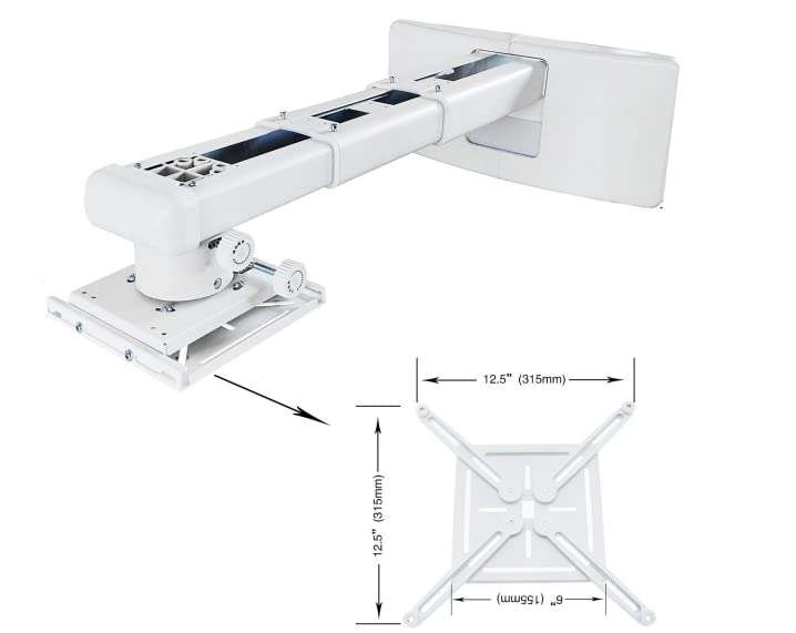 Viri,Projector Wall Mount,Extension : 325-740mm (12.80"-29.13") with Universal Mouning Plate,Quickly and Accurately Adjust The Tilt/Swivel/Rotation Angle by ±5°,Suitable for Homes Offices Classroom 5
