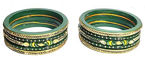 ANSHI CREATIONS 555 BABA LAHTHI MUZAFFARPUR FAMOUS BANGLE SET (Green,Pack of 10) (Green, 2.40) 2