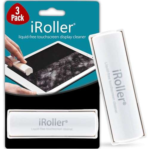 iPad Screen Cleaner by iRoller - Pack of 3 - No Need for Spray or Wipes, Liquid Free - Reusable & Washable -Portable Phone Screen Cleaner for Touchscreen- Ideal for Smartphone, Macbook, Monitor - 3.5" 1