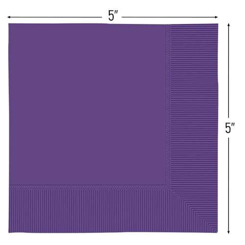 Festive Purple 2-Ply Beverage Napkins - 5" x 5" (Pack of 40) - Durable, Absorbent & Vibrant - Perfect for Parties, Holidays & Special Occasions 2