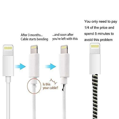 The Thrift Store Ultimate Cable Protector | Spiral Triple Colour 1.5 Meter / 150 cm | Plastic Cord Wire Charger Winder for iPhone and Android Charging Cables (Metallic Purple) 6