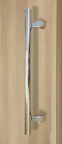 STRONGAR PostMount Offset/Modern Round Bar/Ladder/H-shape/406mm/16 inches Push-Pull Stainless-Steel Door Handle - Polished Chrome Finish 1