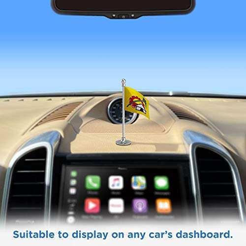 The Flag Corporation Telugu Desam Party (TDP) Car Dashboard Flag 2in x 3in With A Plastic Dark Knight Grey Base 3