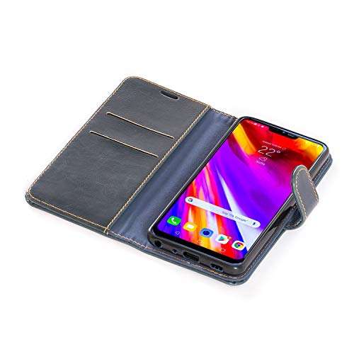 Mulbess Vintage LG G7 ThinQ Case Wallet, Flip Leather Phone Case with Card Holder for LG G7 ThinQ Cover, Navy Blue 5