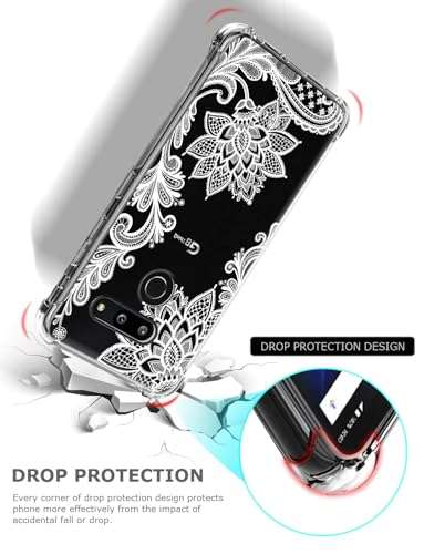 GREATRULY Floral Clear Pretty Phone Case for LG G8 ThinQ (2019 Release) for Women Girls,Flower Design Transparent Slim Soft Drop Proof TPU Bumper Cushion Silicone Cover Shell,FL-S 3