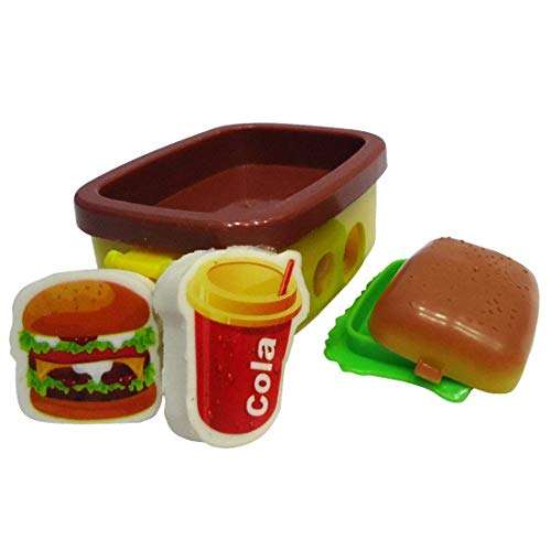 biZyug Burger Shape Sharpner Two Eraser for School Stationery / Stationery Sharpner Set / Fancy Sharpner / Birthday Gift / Sharpner in Stationery / Stationery Return Gift / 3