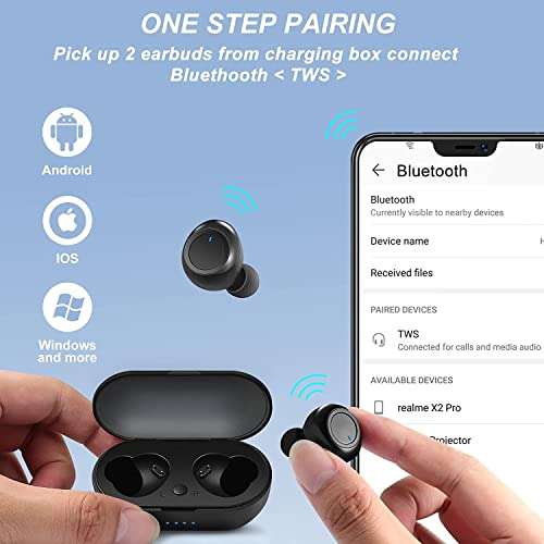Wireless Earbuds Bluetooth in Ear Light-Weight Headphones Built-in Mic, IP7 Waterproof, Immersive Premium Sound Long Distance Connection Headset Speaker with Charging Case, for Sport and Running 4