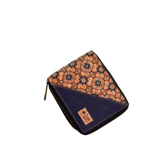 CLAN EARTH Kiwi Printed Cork Wallet-Navy Blue 1