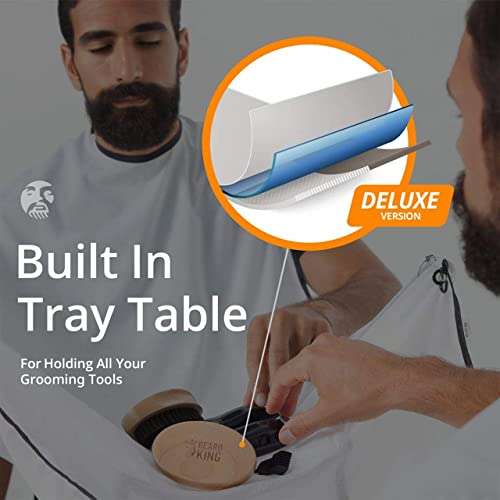 Beard King Beard Bib Apron - Shaving Set for Dad - As Seen on Shark Tank - Men's Hair Catcher for Shaving - Grooming Accessories - Packing Pouch, White 5