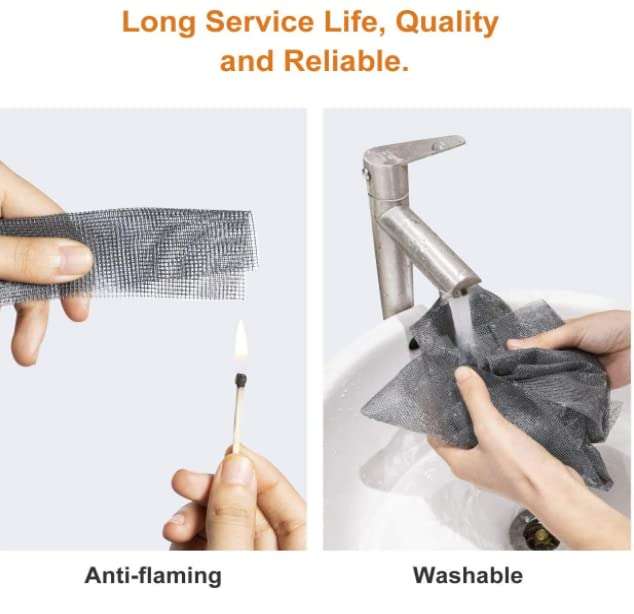 AKKIAGRO 120 GSM Upgraded & Unstritched Window Mosquito Net | with Adheasive Loop & Hook Tapes [ [ Grey Color ] (4 x 6 Feet) 5