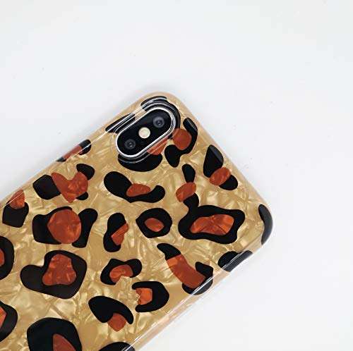 HolaStar for iPhone X/Xs Leopard Print Case, Lightweight Translucent Chic Pattern Soft Cell Phone Cover for Girl Women 2
