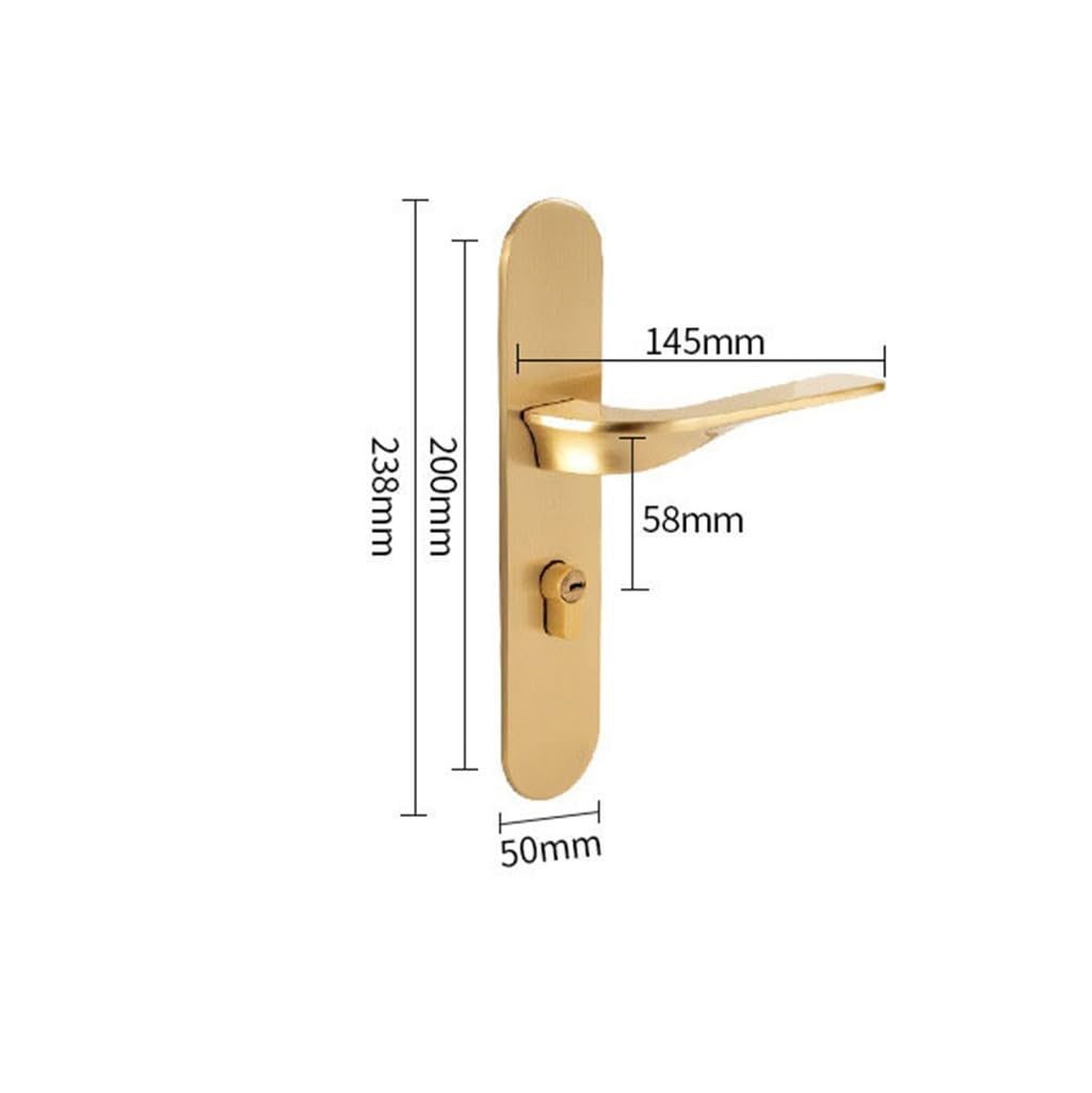 PGNEX American Brass Interior Door Mute Magnetic Handle Door Lock Bedroom Door Handle Brass Cylinder Lockset 5