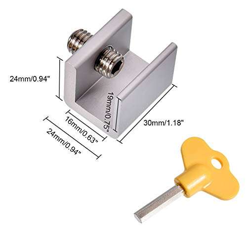 KISEER 5 Pack Sliding Windows Lock Stopper Aluminum Alloy Door Security Lock Stop with Key for Home or Office 2