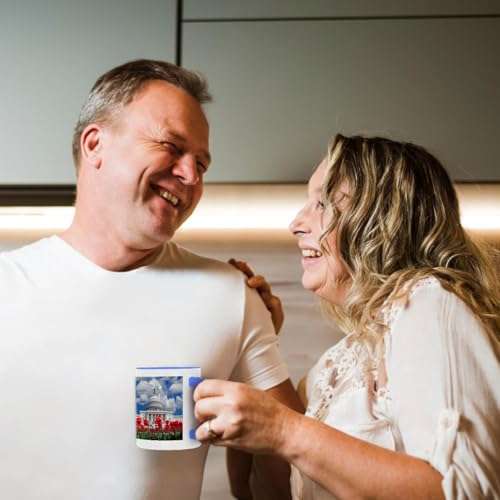 3dRose Washington DC, tulips bloom in front of the Capitol building 15oz Two-Tone Blue Mug 4