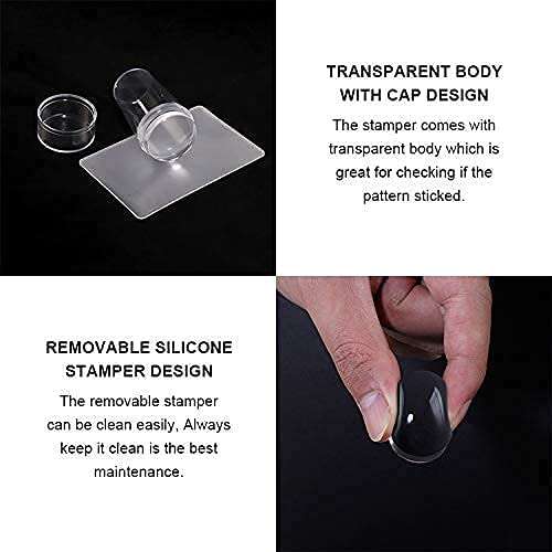 LVZGR Soft Silicone Jelly Nail Stamper Scraper Nail Art Tool Nail Art Stamper Kit with Acrylic Scrapers for French Nail Stamper Stamping Polish Manicure Nail Art Tool 5