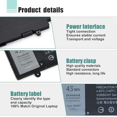BOWEIRUI 68Wh GJKNX Laptop Battery Replacement for Dell Latitude 5480 5580 5280 5288 5488 5590 5591 5490 5491 5495 E5480 E5580 E5490 E5590 Precision 15 3520 3530 Serie DY9NT 5YHR4 451-BBZG GD1JP 3