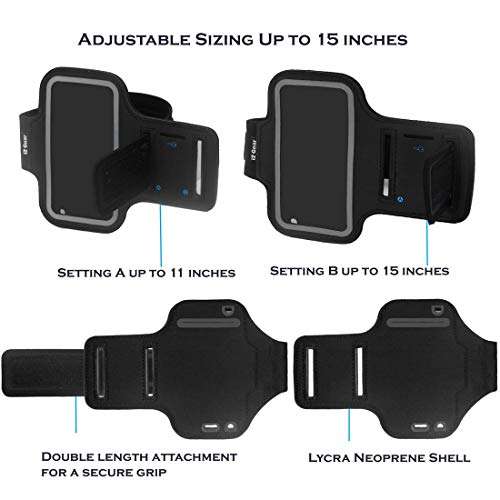 i2 Gear Armband for iPhone 5, 5S, 5C, SE 2016, 4S, 4 & iPod Touch with Adjustable Strap and Key Holder (Black) 3