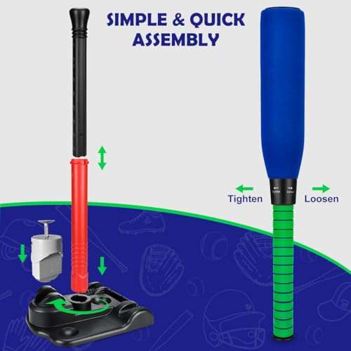 CeleMoon Adjustable Tee Kids T Ball Set Baseball Softball Bat Batting Toy, 8 Balls Included, for Toddler Boys Girls Age 3 4 5 6 Indoor Outdoor Sport Playing Game 5