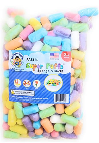 Super Puffs Pastel Colors - Large Bag, 500 Noodles - STEM Arts and Crafts for Kids - Build, Decorate, Create - Biodegradable and Non-Toxic