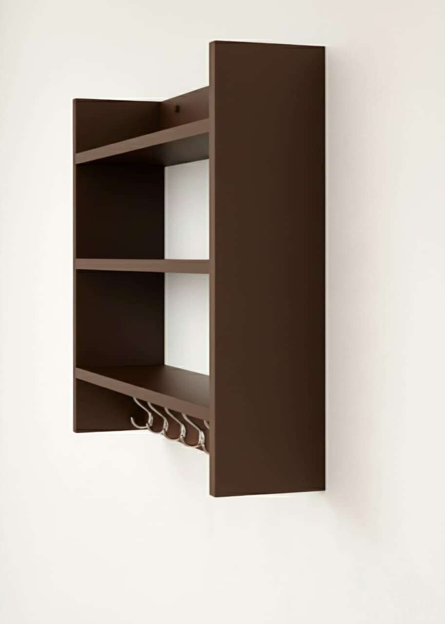 FireBees Wall Mounted Kitchen Organizer Rack Wooden with Hooks | Kitchen Shelf Storage Rack for Spices, Containers & Utensils | Wooden Kitchen Rack Wall Mounted | Kitchen Wall Storage Shelf 5