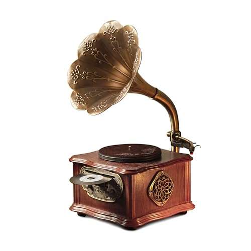 Wooden Phonograph Gramophone Turntable CD Player Stereo System Control 33/45 RPM FM AUX USB Ouput Bluetooth 4.2 … …