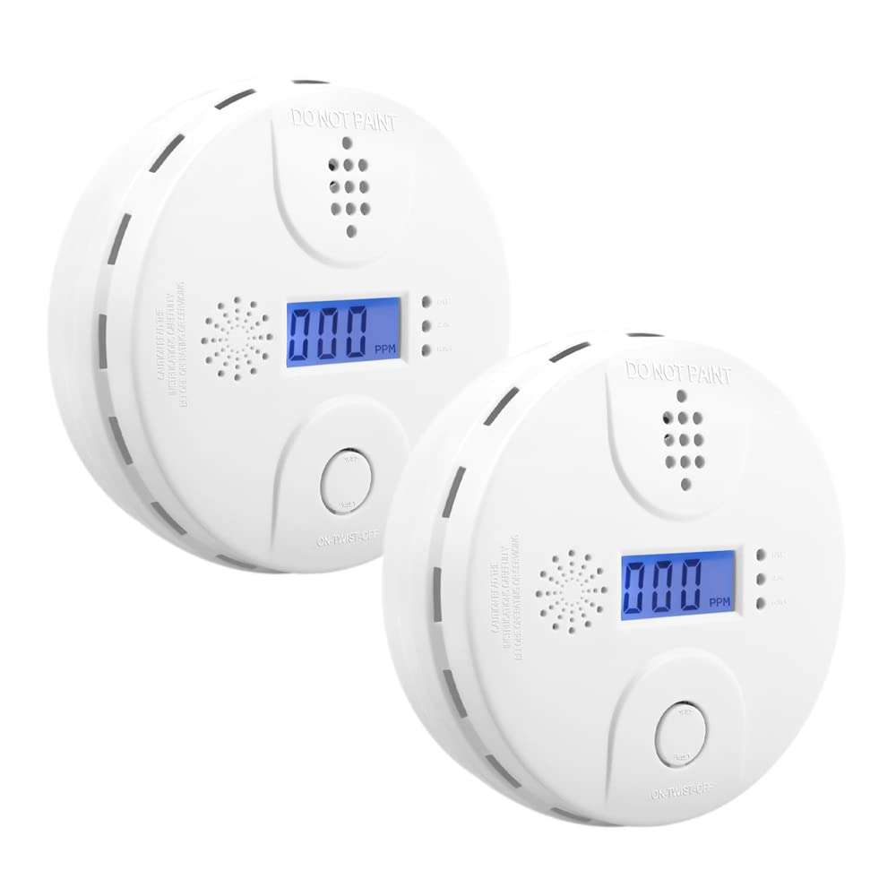 Carbon Monoxide Detector,CO Alarm Detector with Digital Display and Sound Alarm for Home 2pcs 1