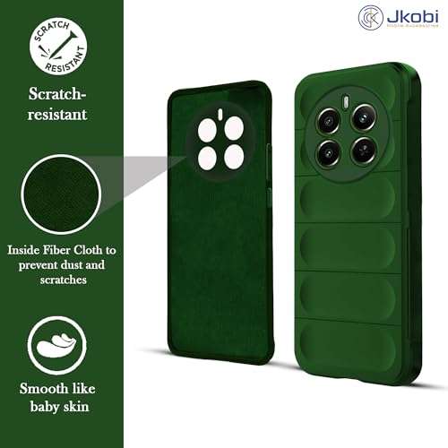 Jkobi Back Cover Case for Realme Narzo 70 5G (Matte Liquid Silicone | Micro-Fiber Cloth Inside | Camera Protection | Shockproof | Green) 2