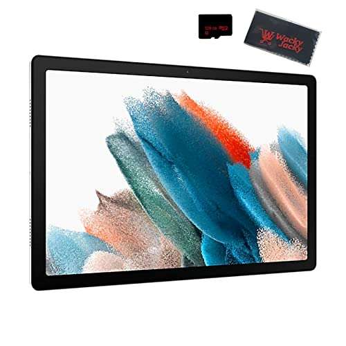 SAMSUNG Galaxy Tab A8 Android Tablet, 10.5” LCD Screen, 32GB Storage + 128GB microSD Memory Card and Wacky Jacky Cleaning Cloth (Silver) 1