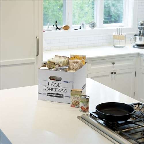 Bankers Box 6 Pack (0071303) STOR/FILE Basic Duty File Storage Boxes, Standard Assembly, Lift-off Lid, Letter/Legal, White/Blue 4