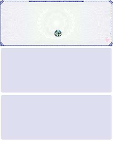 Blank Hologram Premium Computer Checks, Top High Security Laser Checks with Perforated Vouchers, Qty. 500 Blue Green 1