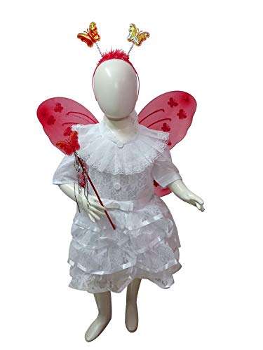 BookMyCostume Fairy Angel with Red Wings Girls Kids Fancy Dress Costume 3-4 years 1