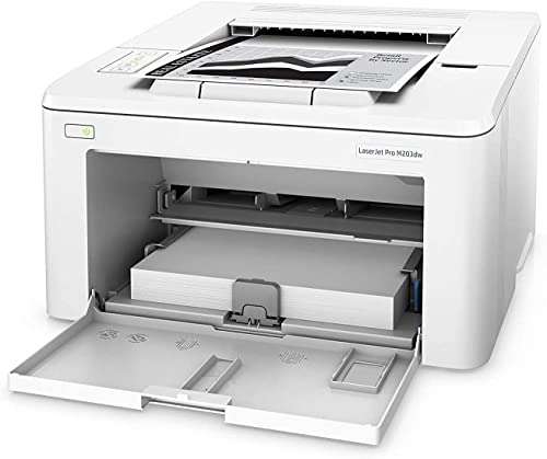 HP Laserjet Pro M203dw Wireless Monochrome Laser Printer, Print Only, 1200x1200 dpi, 30ppm, Auto Duplex Printing, Wi-Fi, Ethernet, Compatible with Alexa (G3Q47A), Lanbertent Printer Cable 2