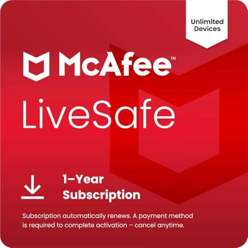 McAfee LiveSafe 2025 Unlimited-Device | AntiVirus Software 2025 for PC, Secure VPN, Password Manager, Identity Monitoring | 1 Year Subscription Auto-Renewal 1