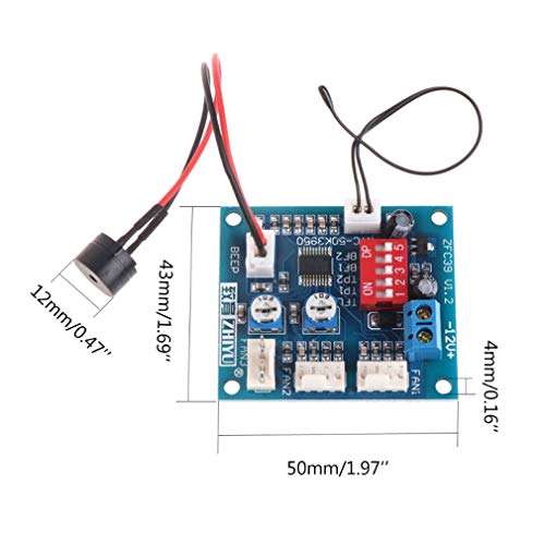 HiLetgo DC 12V 5A PWM PC CPU Fan Temperature Control Speed Controller Board Speed Controller Temperature Probe Buzzle 4