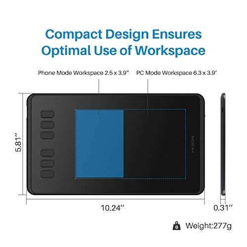 Huion Inspiroy H640P Graphics Drawing Tablet Digital Pen Tablet Battery-Free Stylus with 8192 Levels and 6 Express Keys for PC and Mac 5