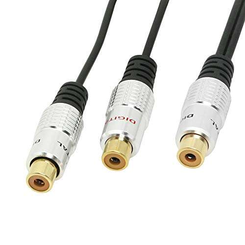 SinLoon Aluminium Alloy RCA Y-Splitter, Single to Dual RCA Digital Coaxial Splitter, Gold Plated Adapter Audio Cable 3