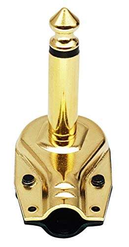 AAOTOKK 90 Degree 6.35MM Adapter Golden Plated Right Angle 6.35mm 1/4 Inch TS Mono Male Flat Pancake Style Plugs Connectors for Speaker,Patch Cable,Guitar.(4 Pack) 5