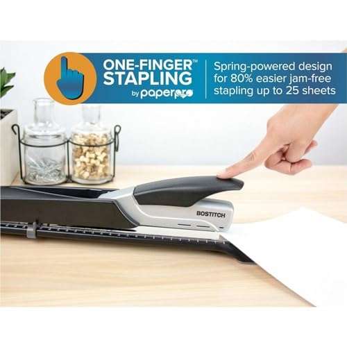 Bostitch/PaperPro Booklet Stapler - One Finger, No Effort, Spring Powered, Long Reach Stapler - Silver (1610) 6