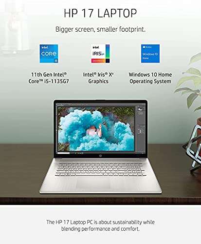2021 HP 17 Laptop, 17" HD+ Anti-Glare Screen, 11th Gen Intel Core i5-1135G7, Intel Iris Xe Graphics, 32 GB RAM, 1 TB PCIe SSD, Long Battery Life, Webcam, Mics, Win10, Silver + Microfiber Cloth 3