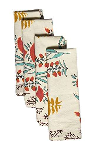 CONTRAST LIVING DikshA Hand Block Printed Kitchen Towel/Dish Towel/Hand Towel Multi Color Set of 3 Pcs 5
