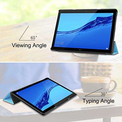 Robustrion Smart Trifold Hard Back Flip Stand Case Cover for Huawei Mediapad T5 10.1 inch 2019 Release - Light Blue 4