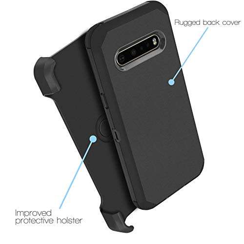 Customerfirst for LG V60 ThinQ, [Built-in Screen Protector] Holster Belt Clip Kickstand Heavy Duty Full Body Armor Shockproof Protective Case for LG V60 5G (Black) 2