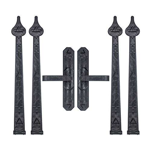SANKEYTEW Garage Door Magnetic Decorative Hardware Kit, 4 Hinges 2 Handles Door Carriage Accents for 1 Car Garage, Strong Magnets, Color Black 1