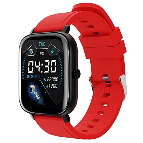 ZEBRONICS ZEB-FIT280CH smart watch with Screen size 3.55cm (1.39inch) 12 Sports modes, IP68 waterproof, Heart rate, BP, SpO2, Caller ID, 7 days storage (Black+ Red) 1